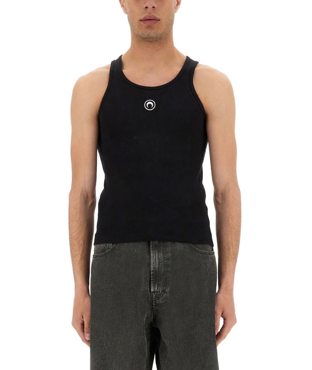 MARINE SERRE Черная хлопковая майка, фото 7