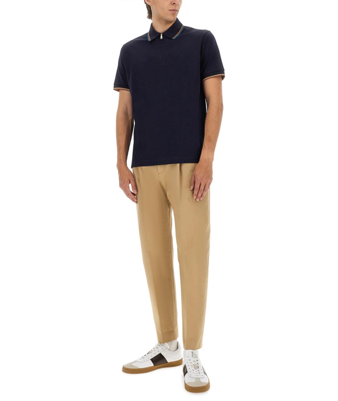PAUL SMITH Синее хлопковое поло с коротким рукавом, фото 3