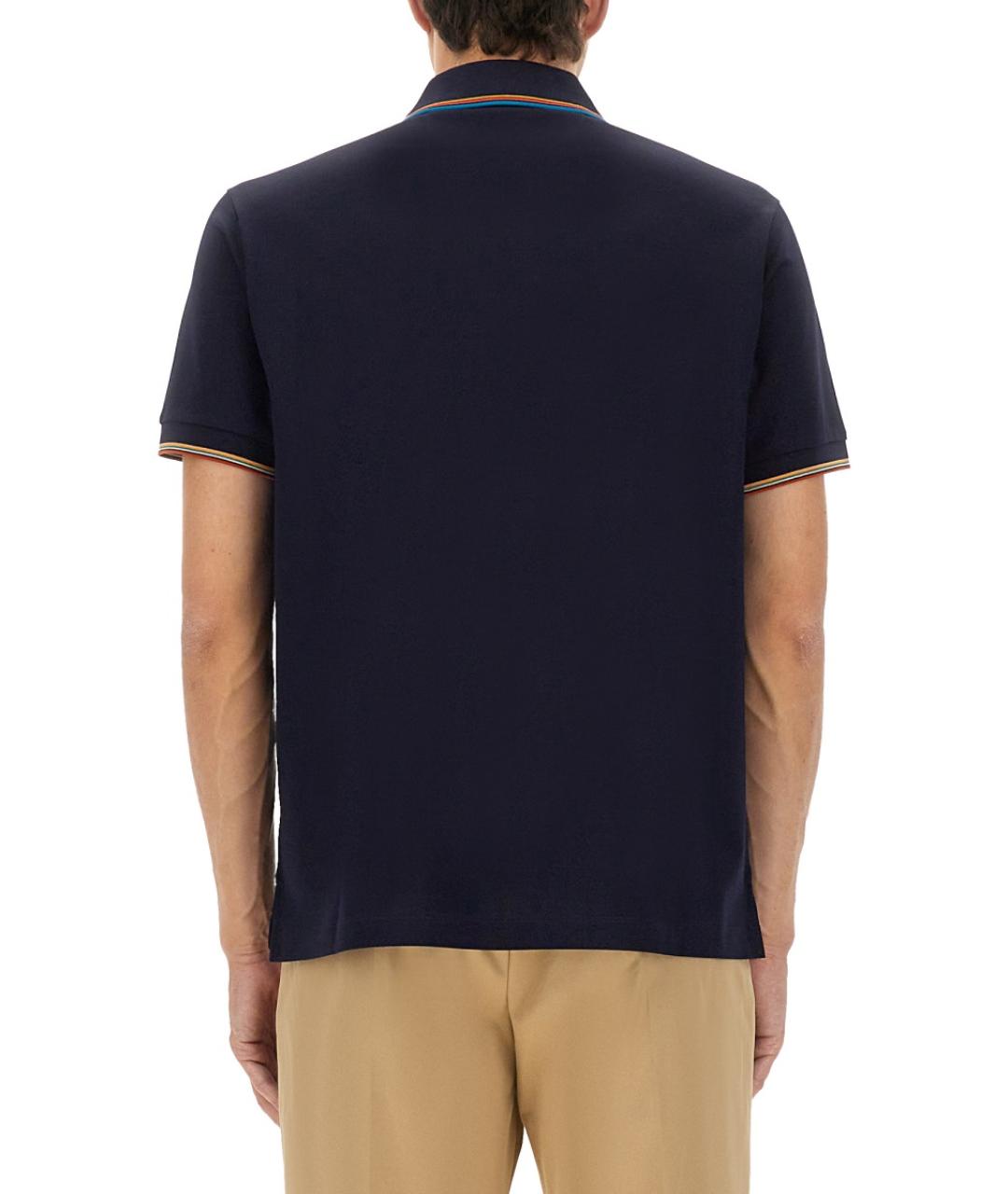 PAUL SMITH Синее хлопковое поло с коротким рукавом, фото 4