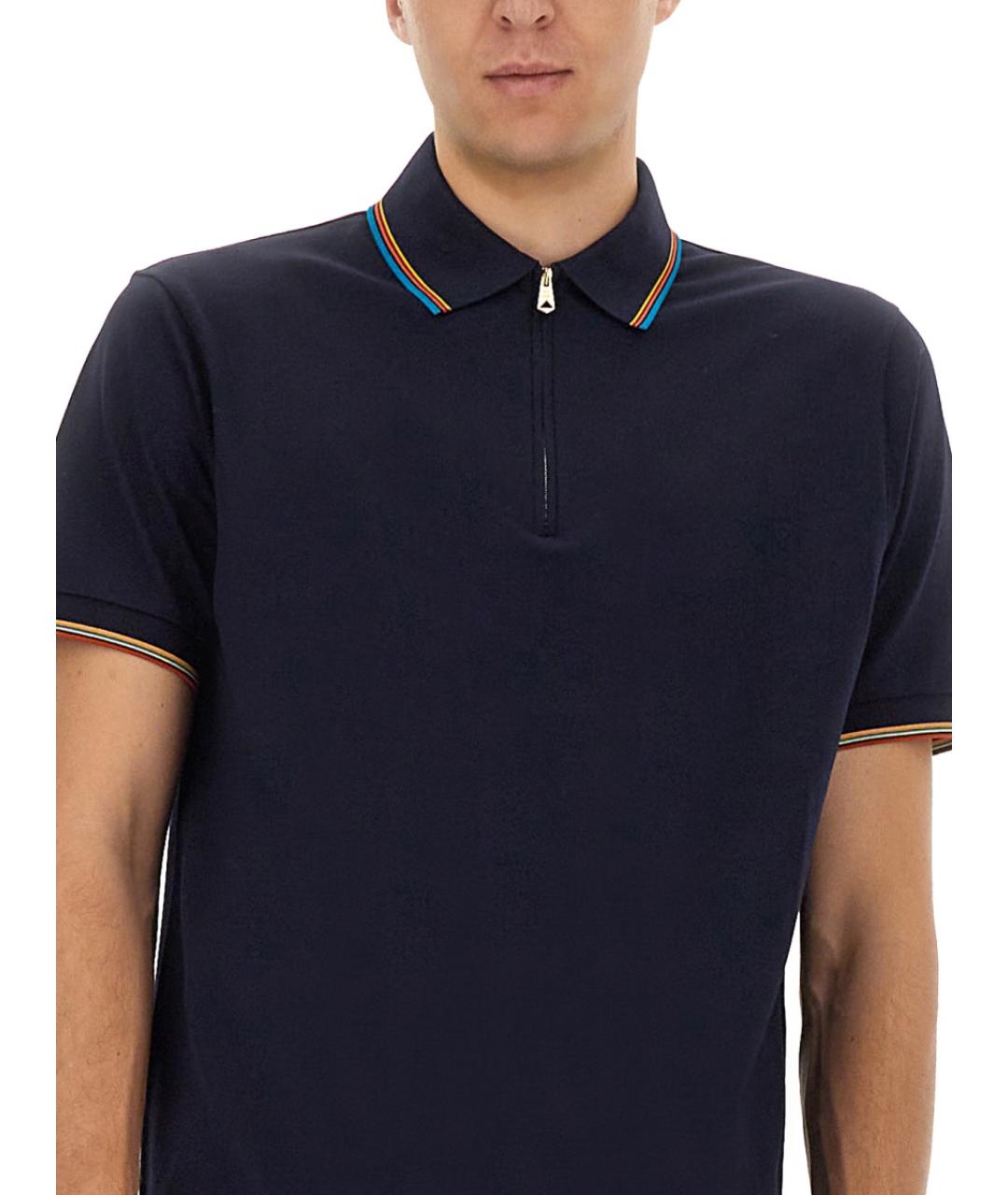 PAUL SMITH Синее хлопковое поло с коротким рукавом, фото 5