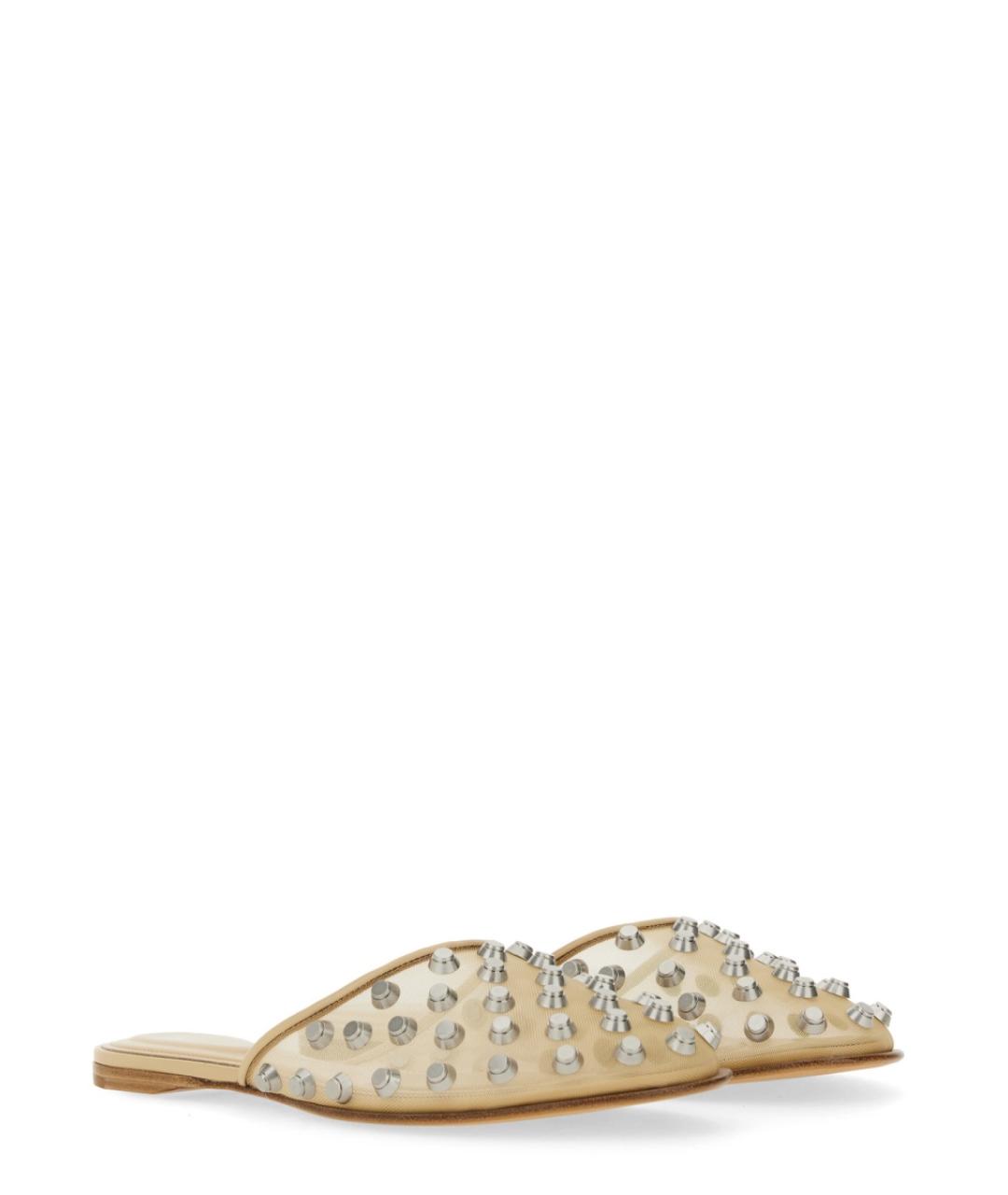 ALEXANDER WANG Бежевые кожаные шлепанцы, фото 2