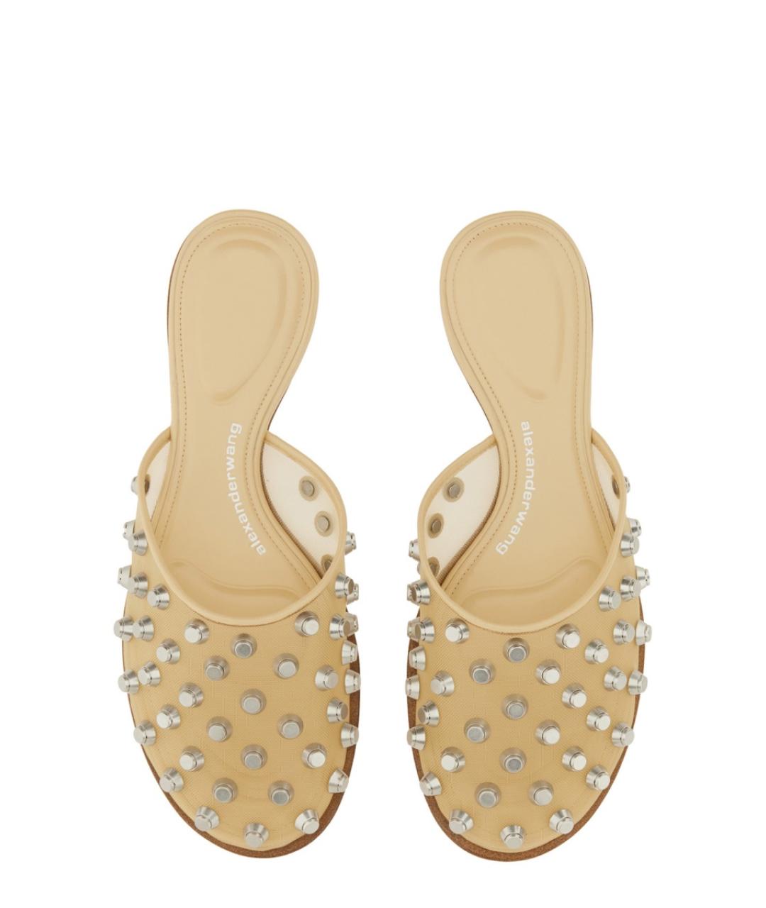 ALEXANDER WANG Бежевые кожаные шлепанцы, фото 3