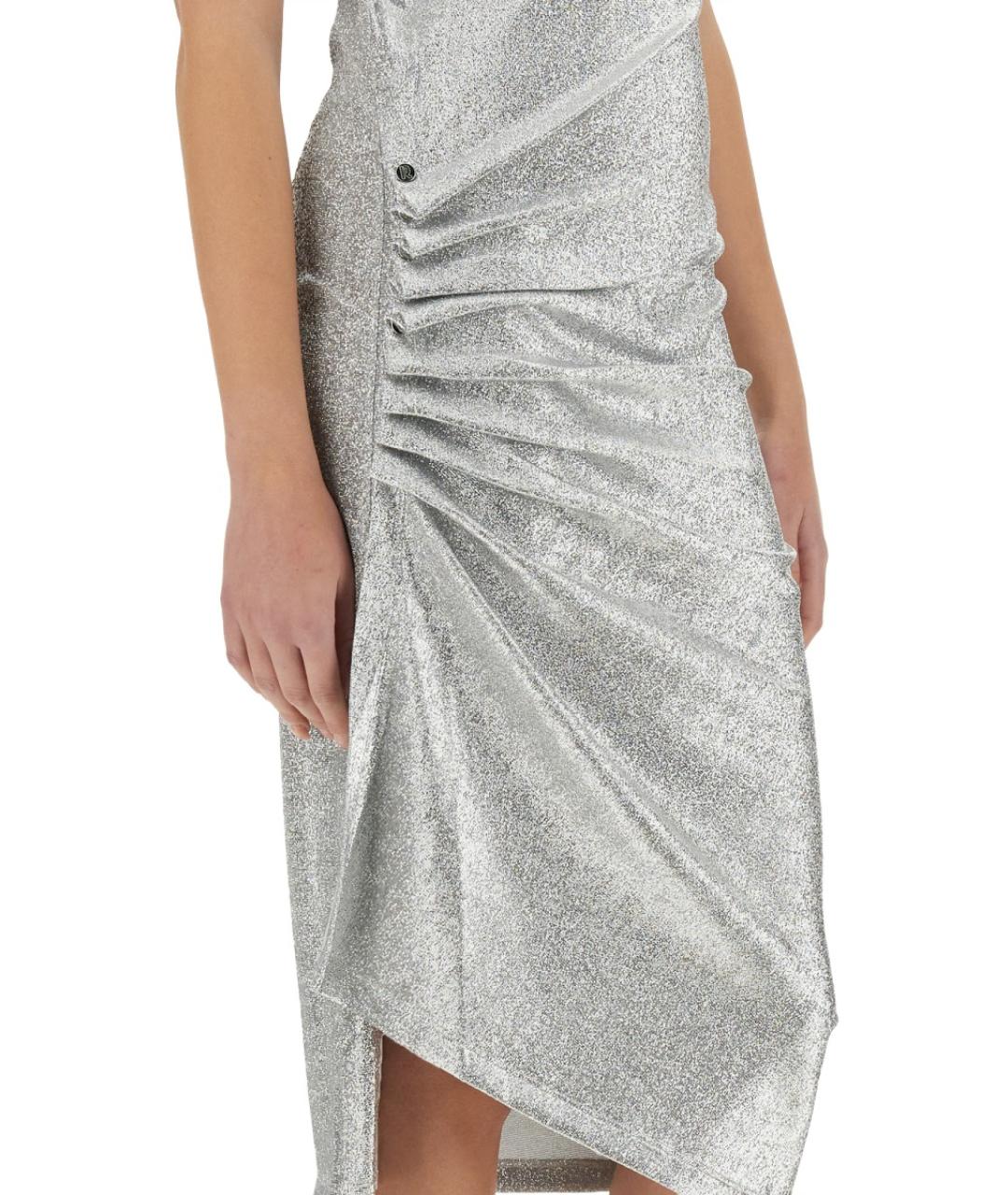 PACO RABANNE Серебряное вискозное повседневное платье, фото 5