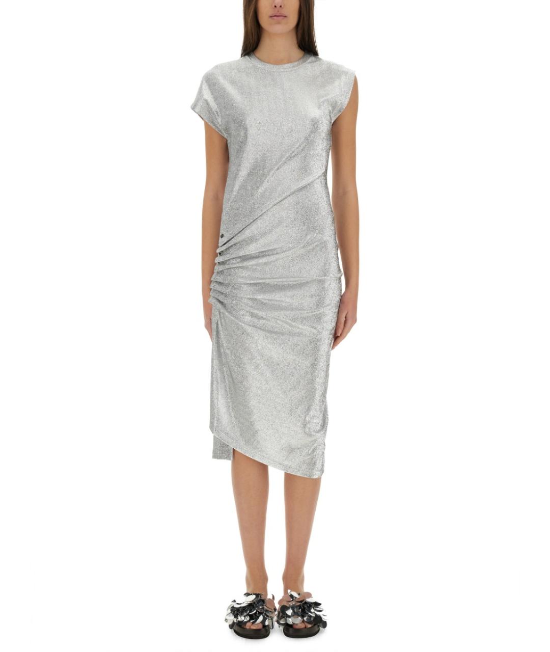 PACO RABANNE Серебряное вискозное повседневное платье, фото 2