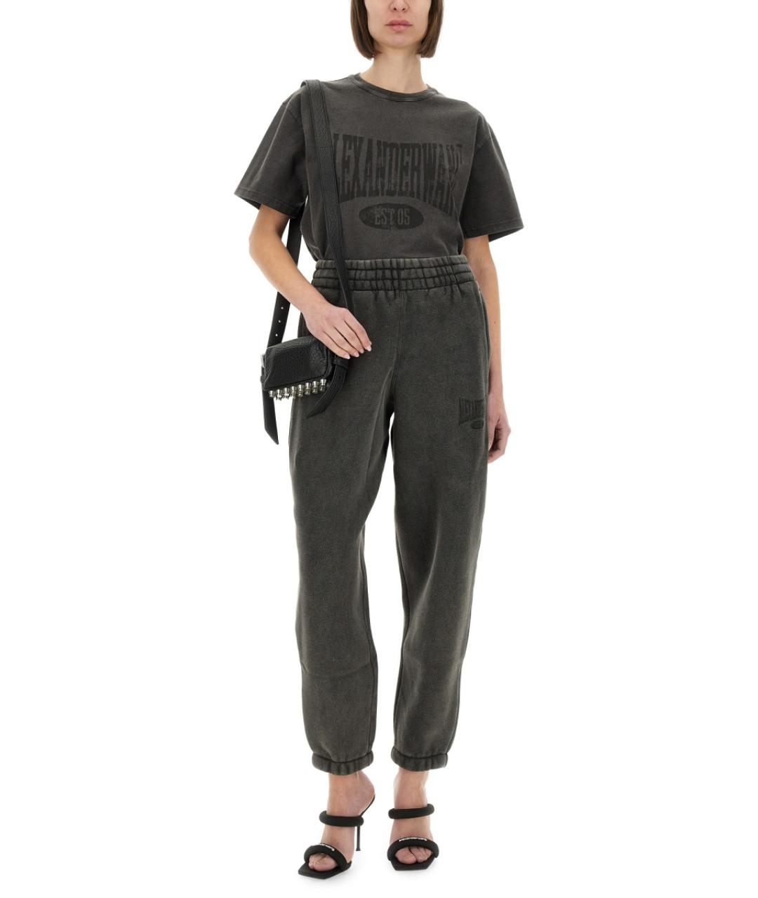 ALEXANDER WANG Черная хлопковая футболка, фото 2