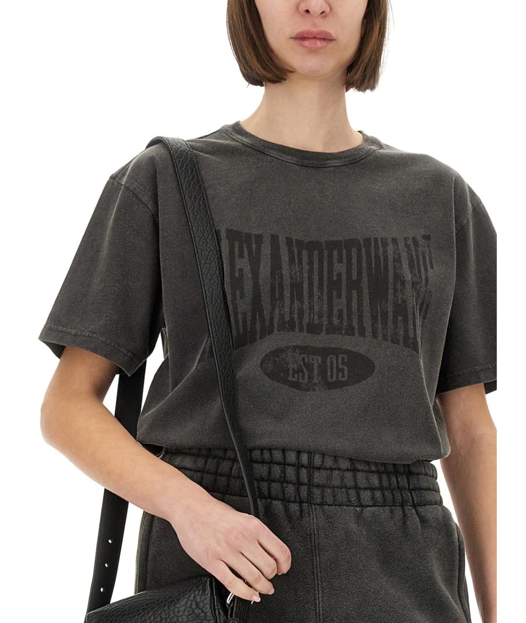 ALEXANDER WANG Черная хлопковая футболка, фото 4