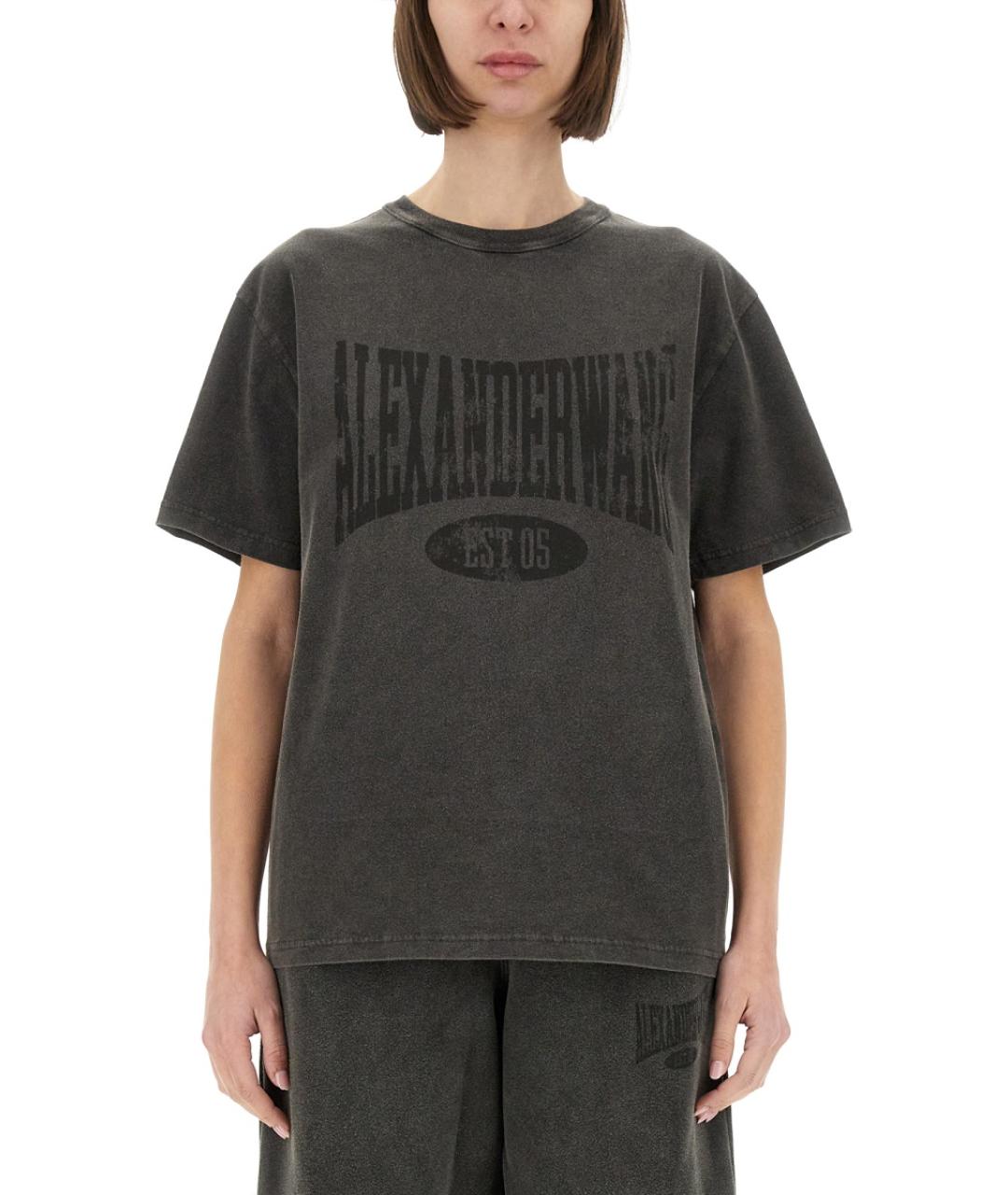 ALEXANDER WANG Черная хлопковая футболка, фото 5