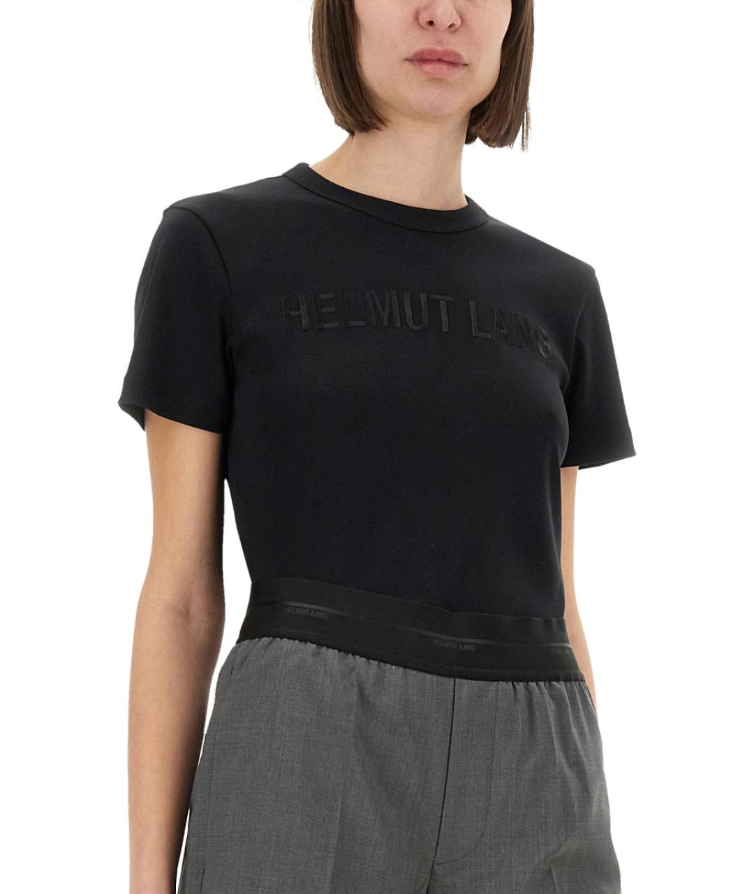 HELMUT LANG Черная хлопковая футболка, фото 4