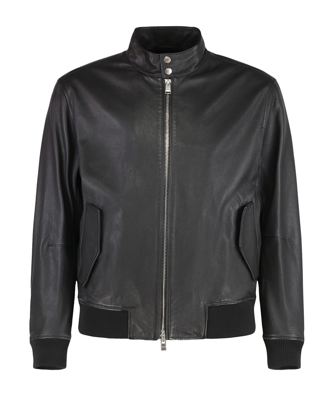 HUGO BOSS Черная кожаная куртка, фото 1