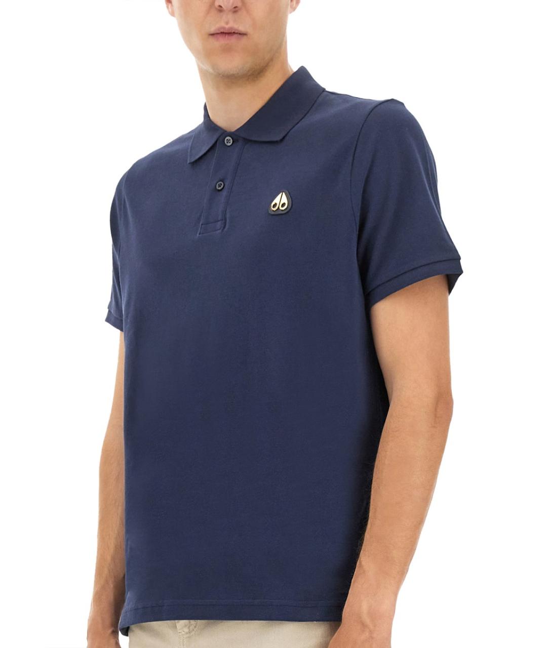 MOOSE KNUCKLES Синее хлопковое поло с коротким рукавом, фото 4