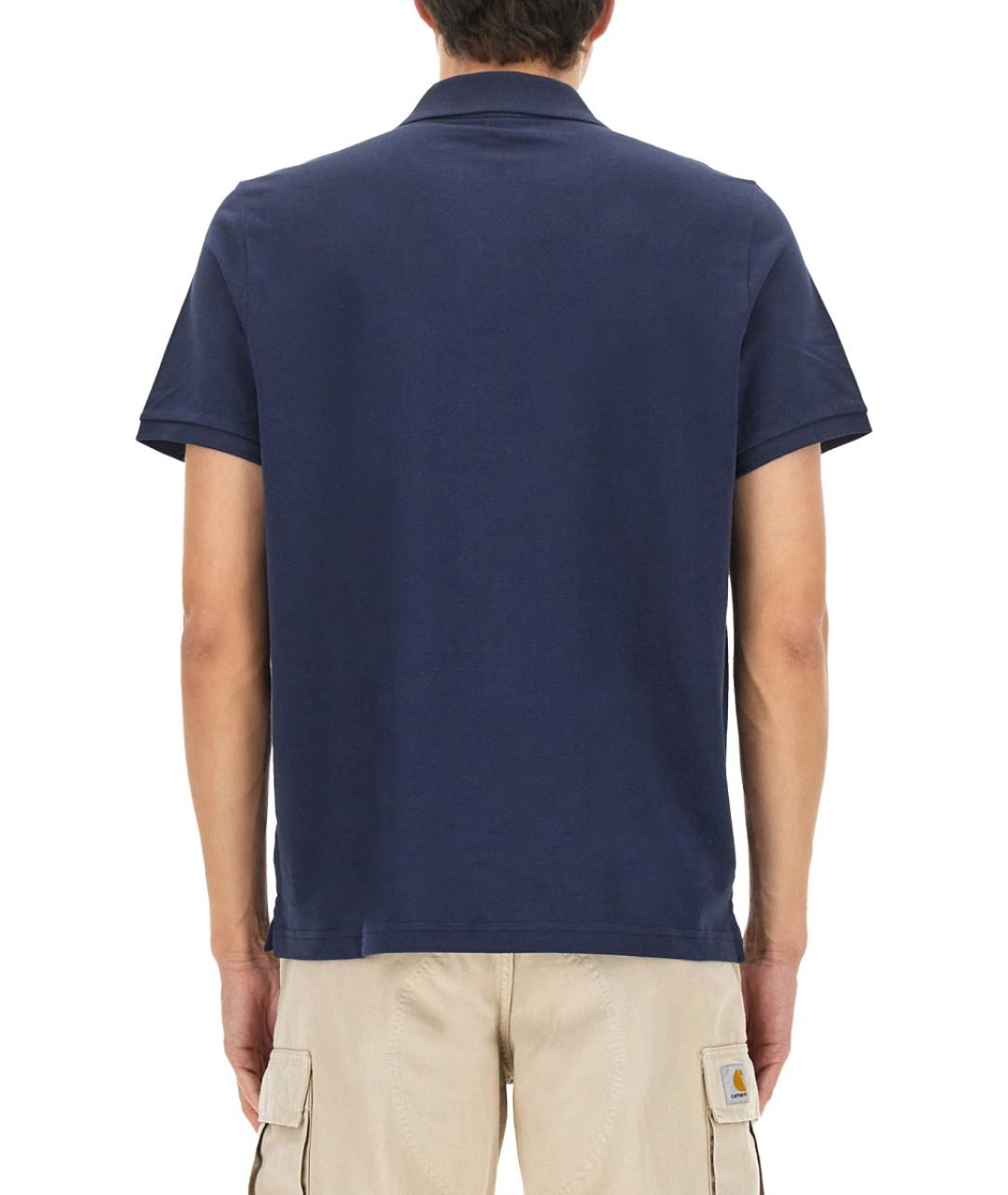 MOOSE KNUCKLES Синее хлопковое поло с коротким рукавом, фото 3