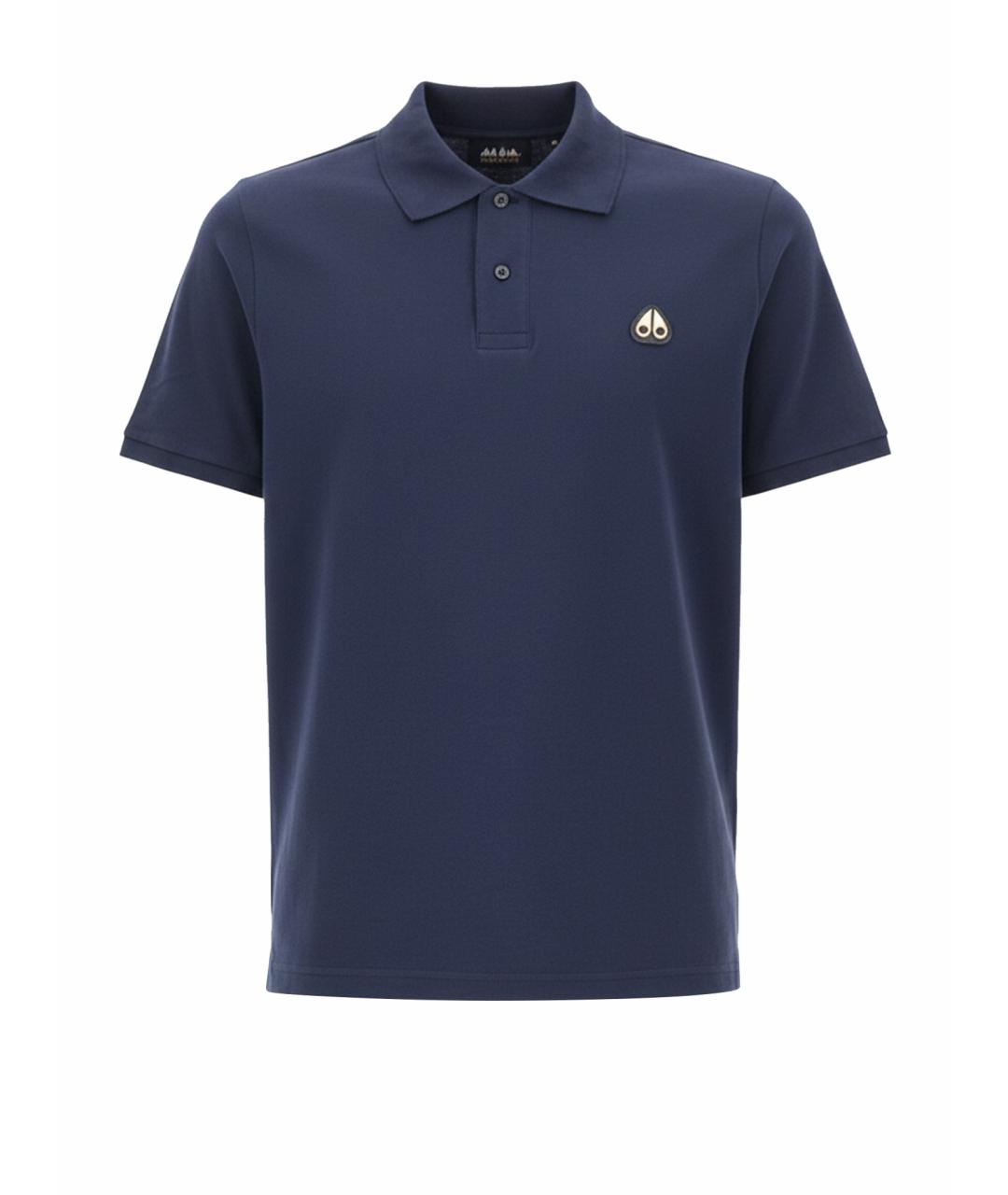 MOOSE KNUCKLES Синее хлопковое поло с коротким рукавом, фото 1