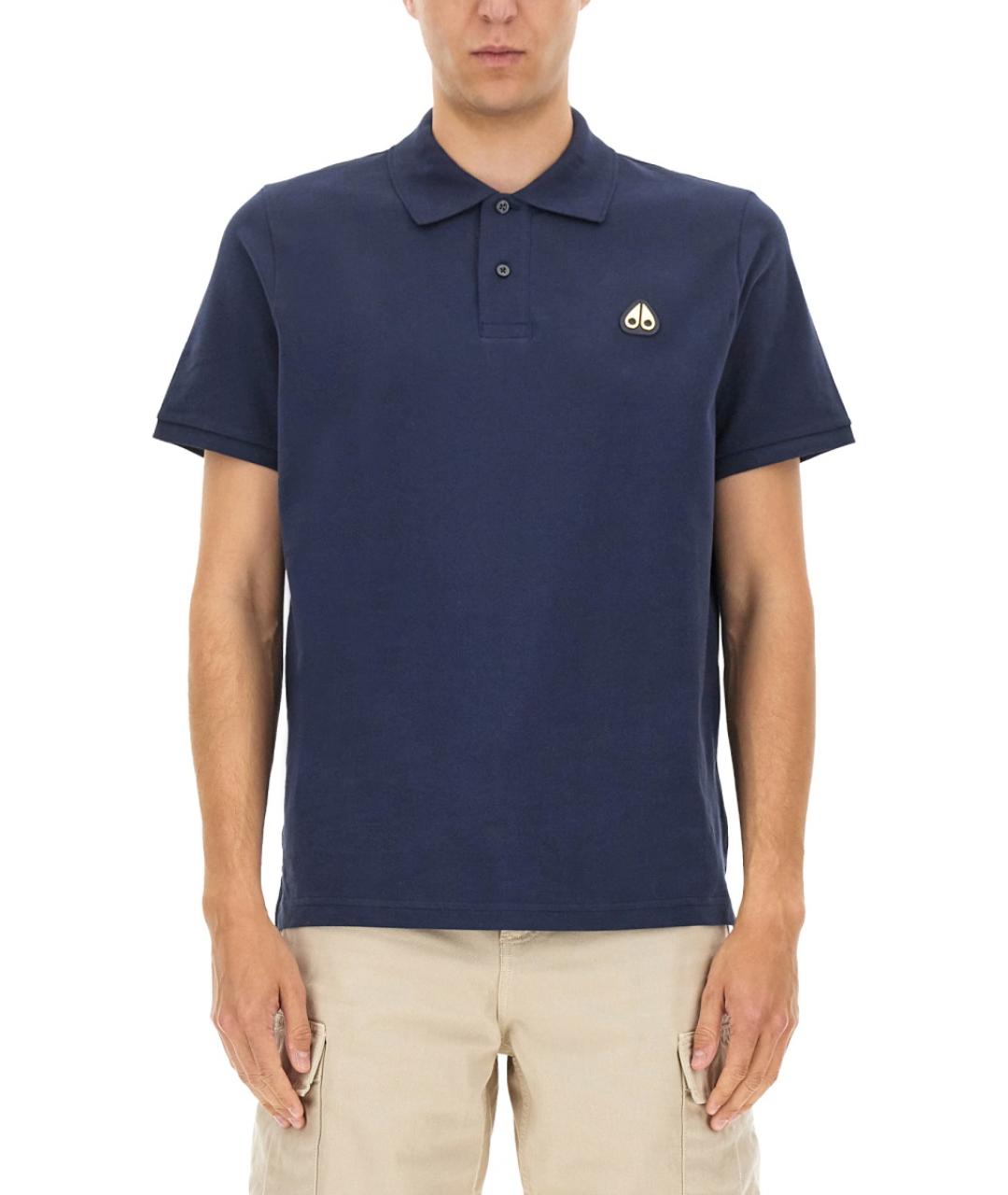 MOOSE KNUCKLES Синее хлопковое поло с коротким рукавом, фото 5