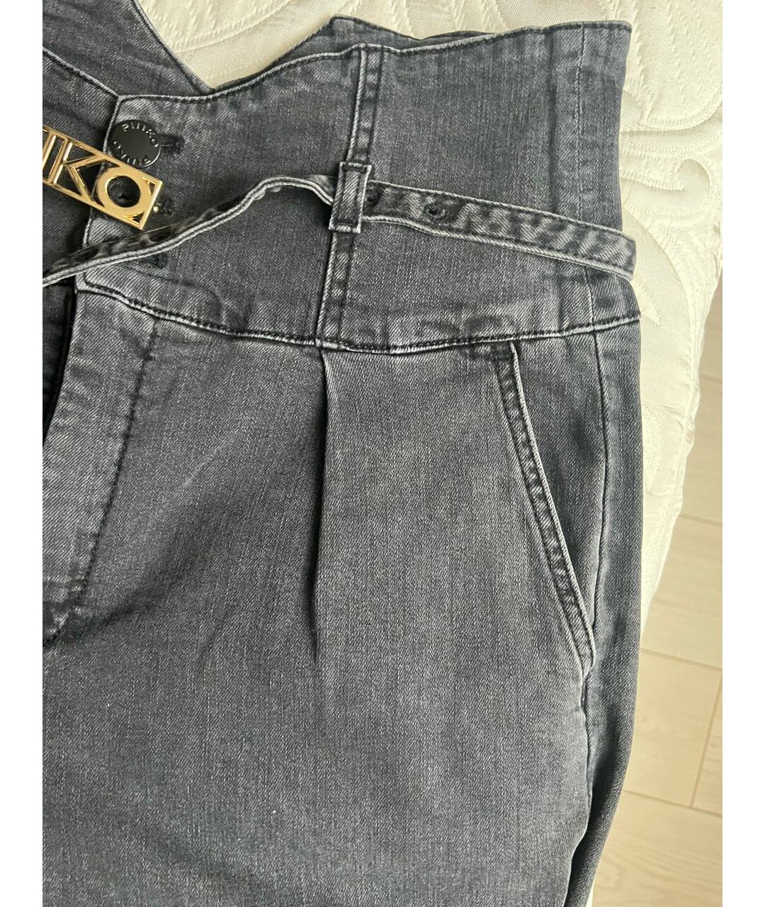 PINKO Антрацитовые хлопко-эластановые прямые джинсы, фото 4