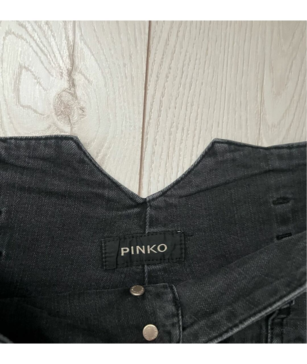 PINKO Антрацитовые хлопко-эластановые прямые джинсы, фото 3
