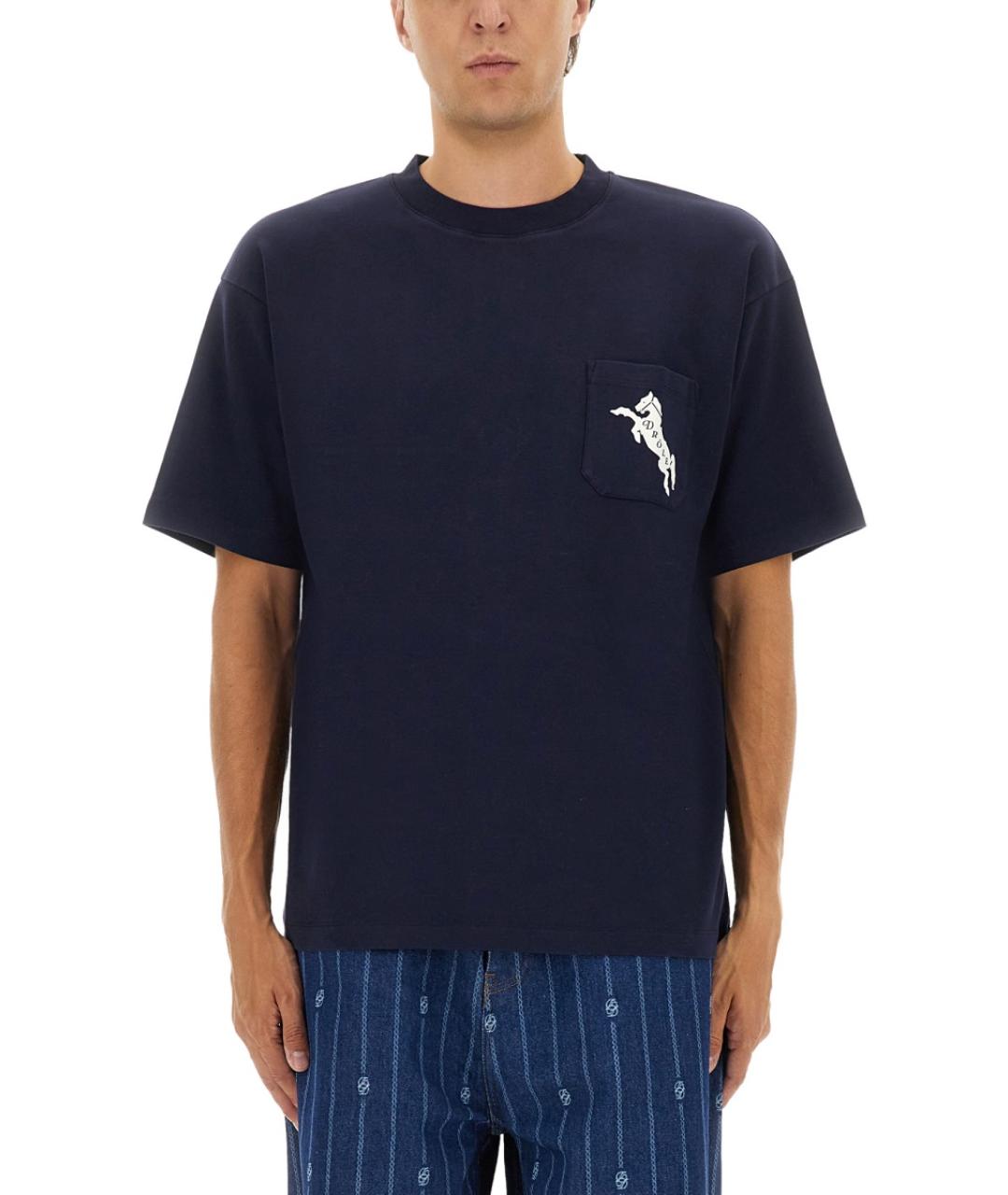 Drole de Monsieur Синяя хлопковая футболка, фото 2