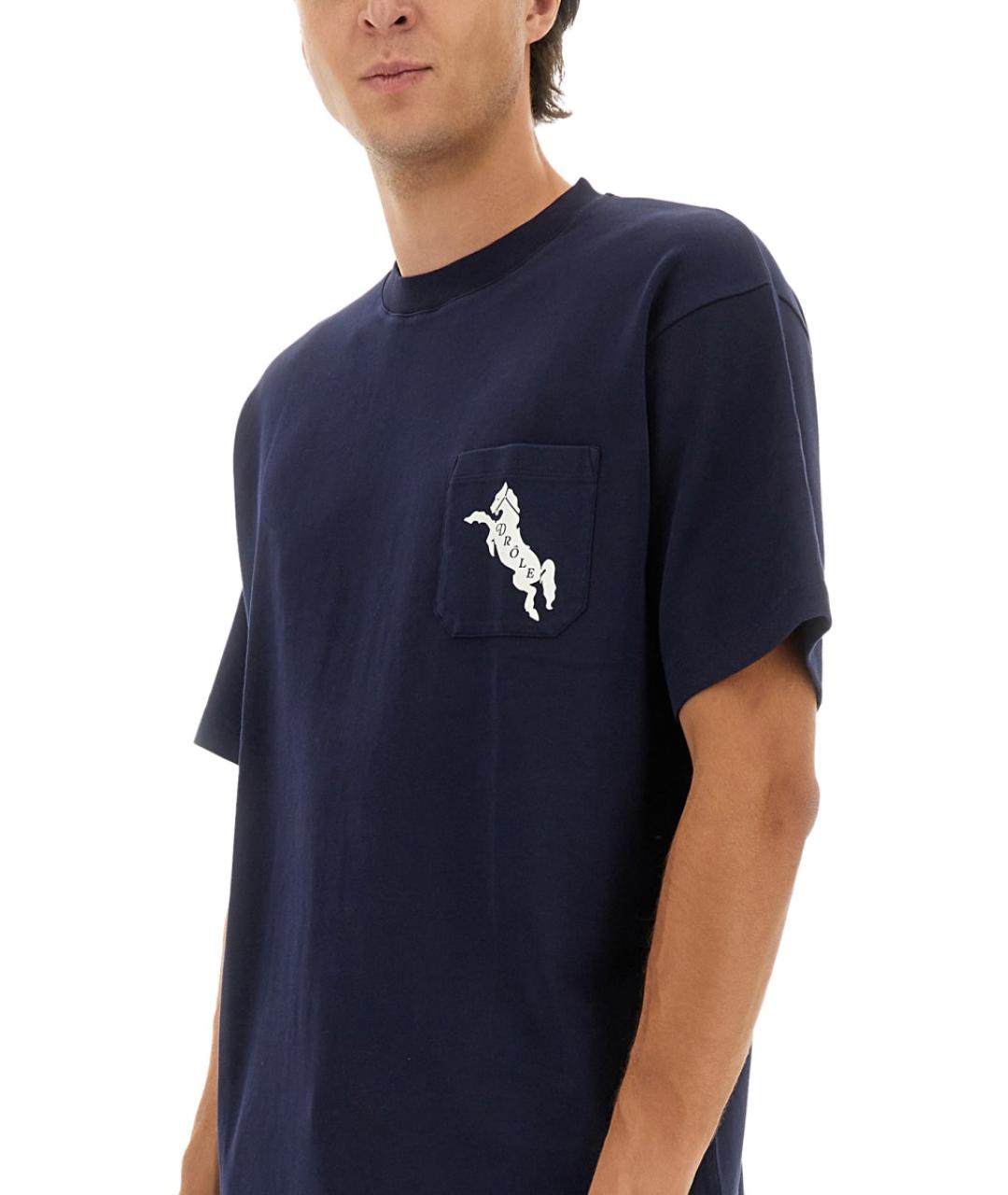 Drole de Monsieur Синяя хлопковая футболка, фото 5