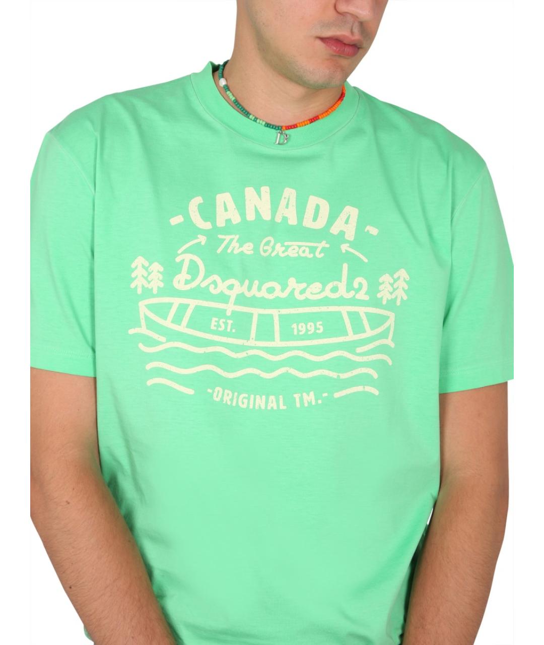 DSQUARED2 Зеленая хлопковая футболка, фото 5