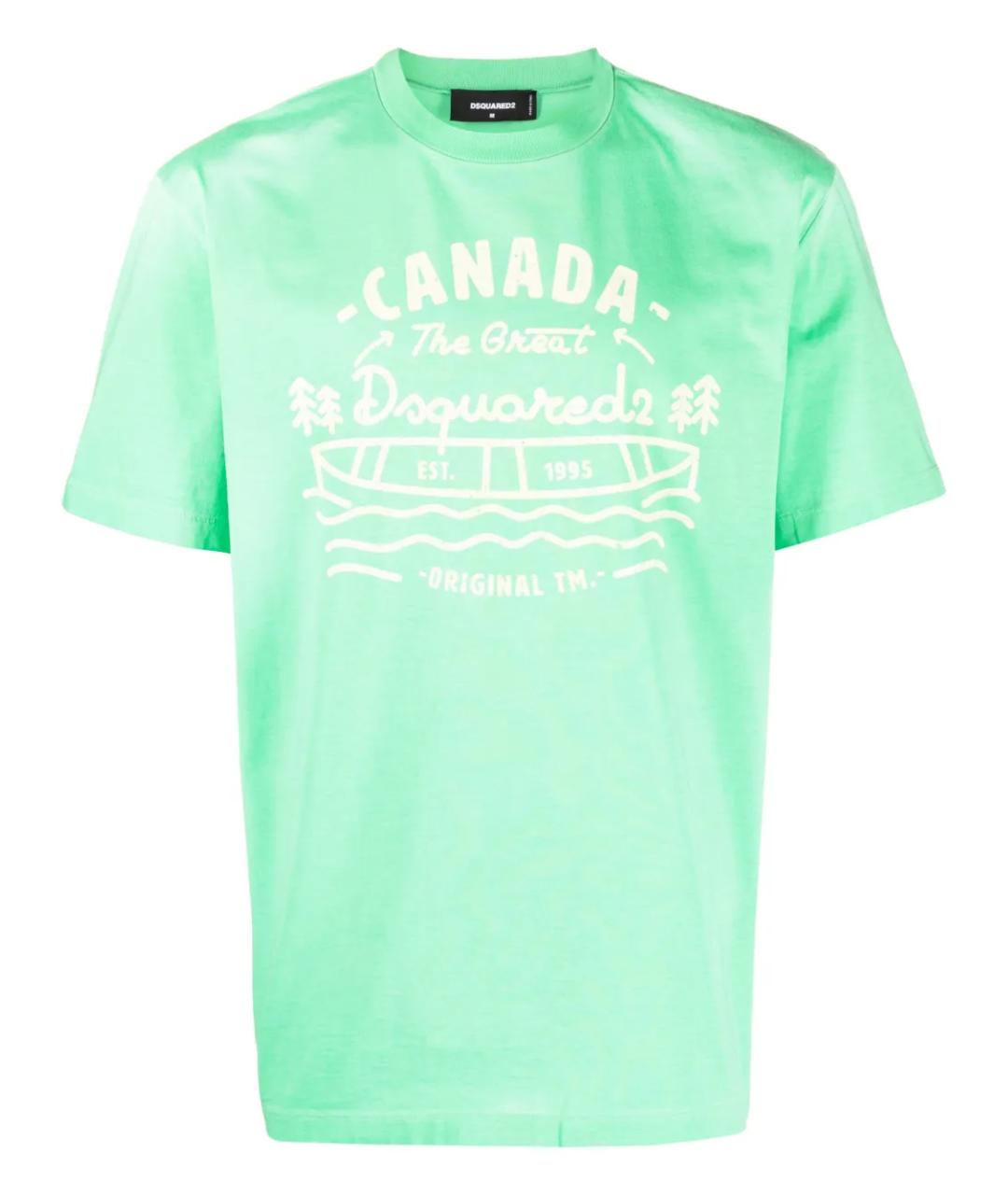 DSQUARED2 Зеленая хлопковая футболка, фото 1
