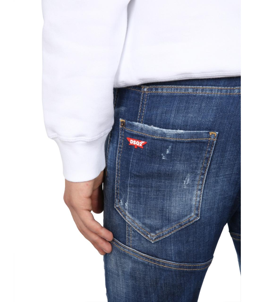 DSQUARED2 Синие хлопковые прямые джинсы, фото 5
