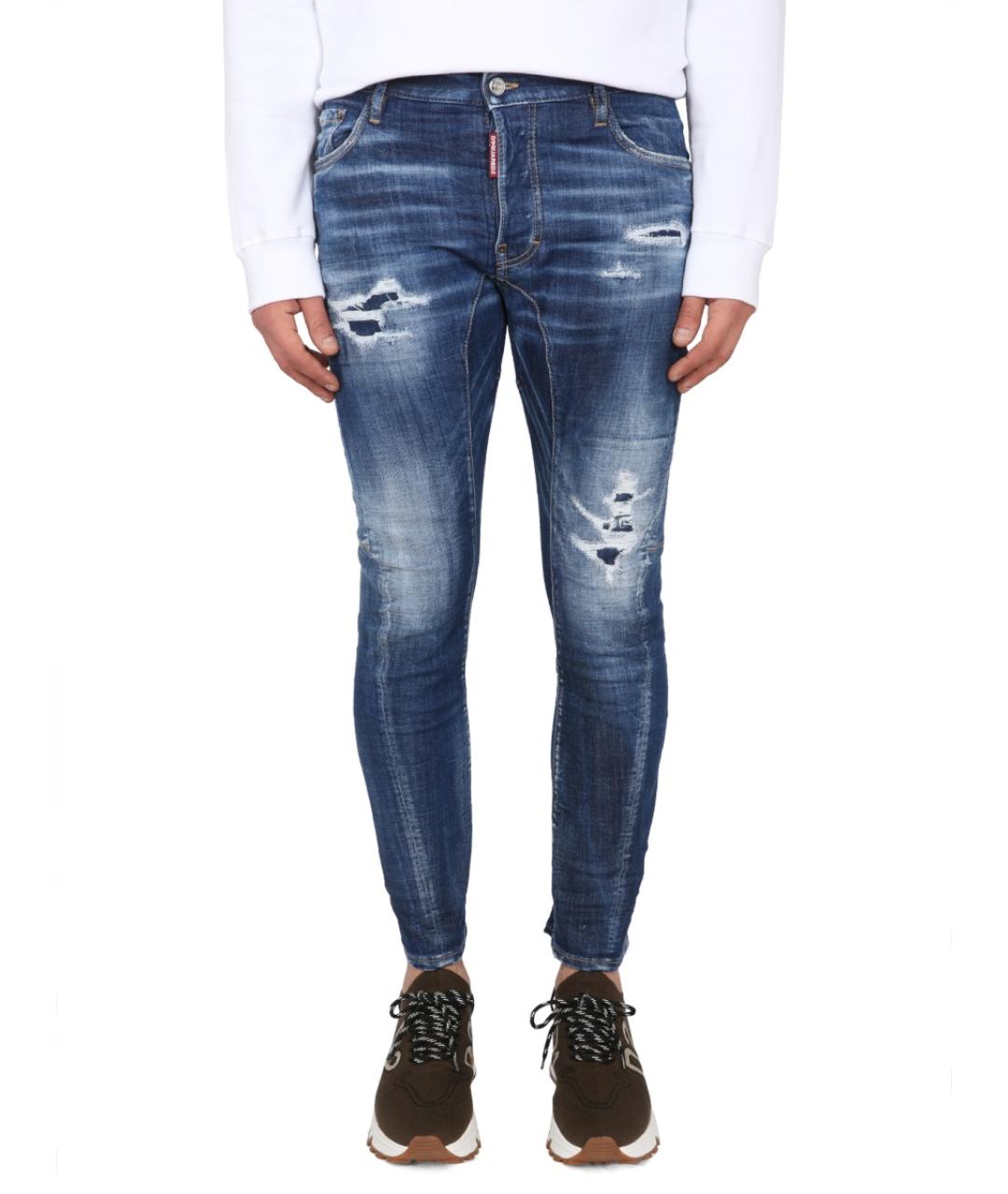 DSQUARED2 Синие хлопковые прямые джинсы, фото 6