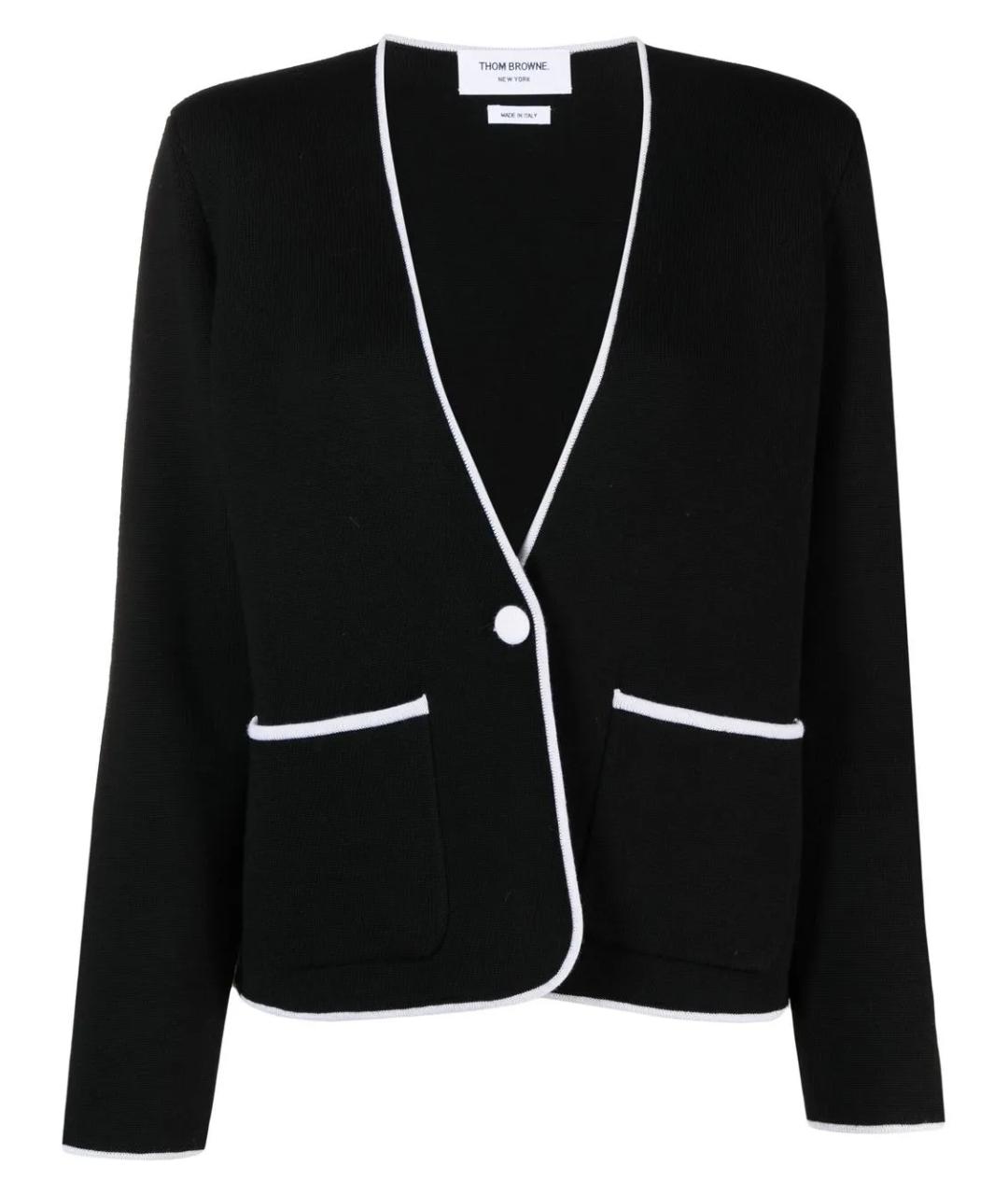 THOM BROWNE Черный шерстяной жакет/пиджак, фото 1