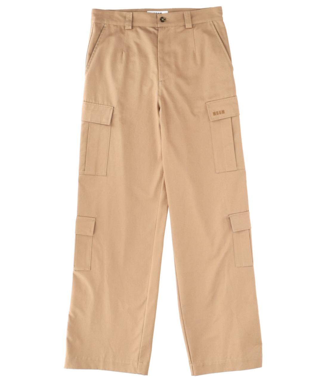 MSGM Бежевые хлопковые повседневные брюки, фото 1