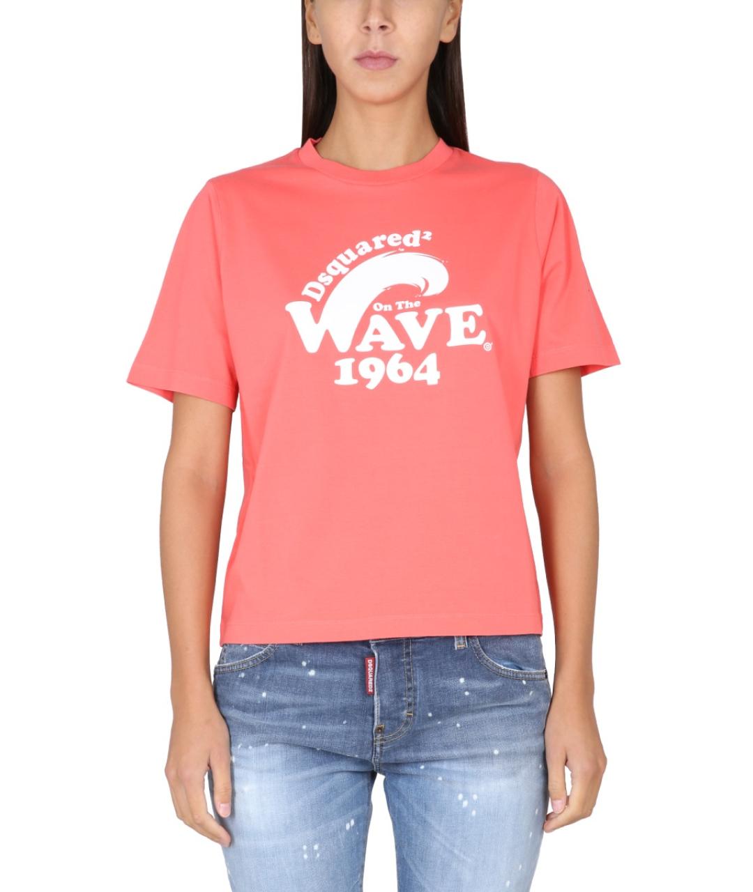 DSQUARED2 Розовая хлопковая футболка, фото 2