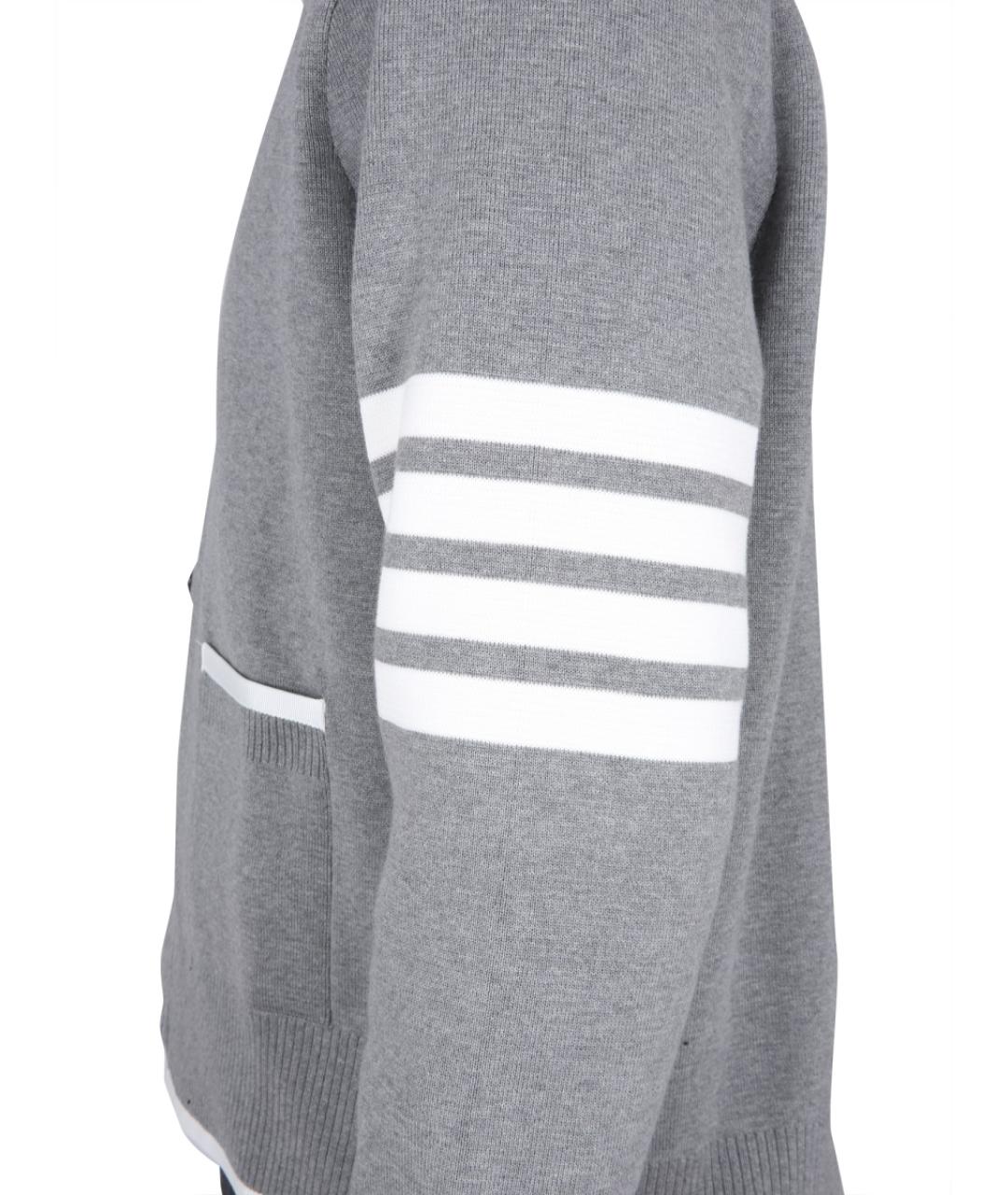 THOM BROWNE Серый хлопковый кардиган, фото 5