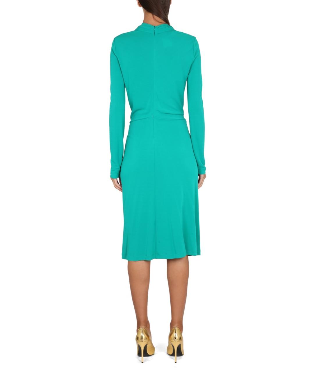 ALBERTA FERRETTI Бирюзовое вискозное повседневное платье, фото 4