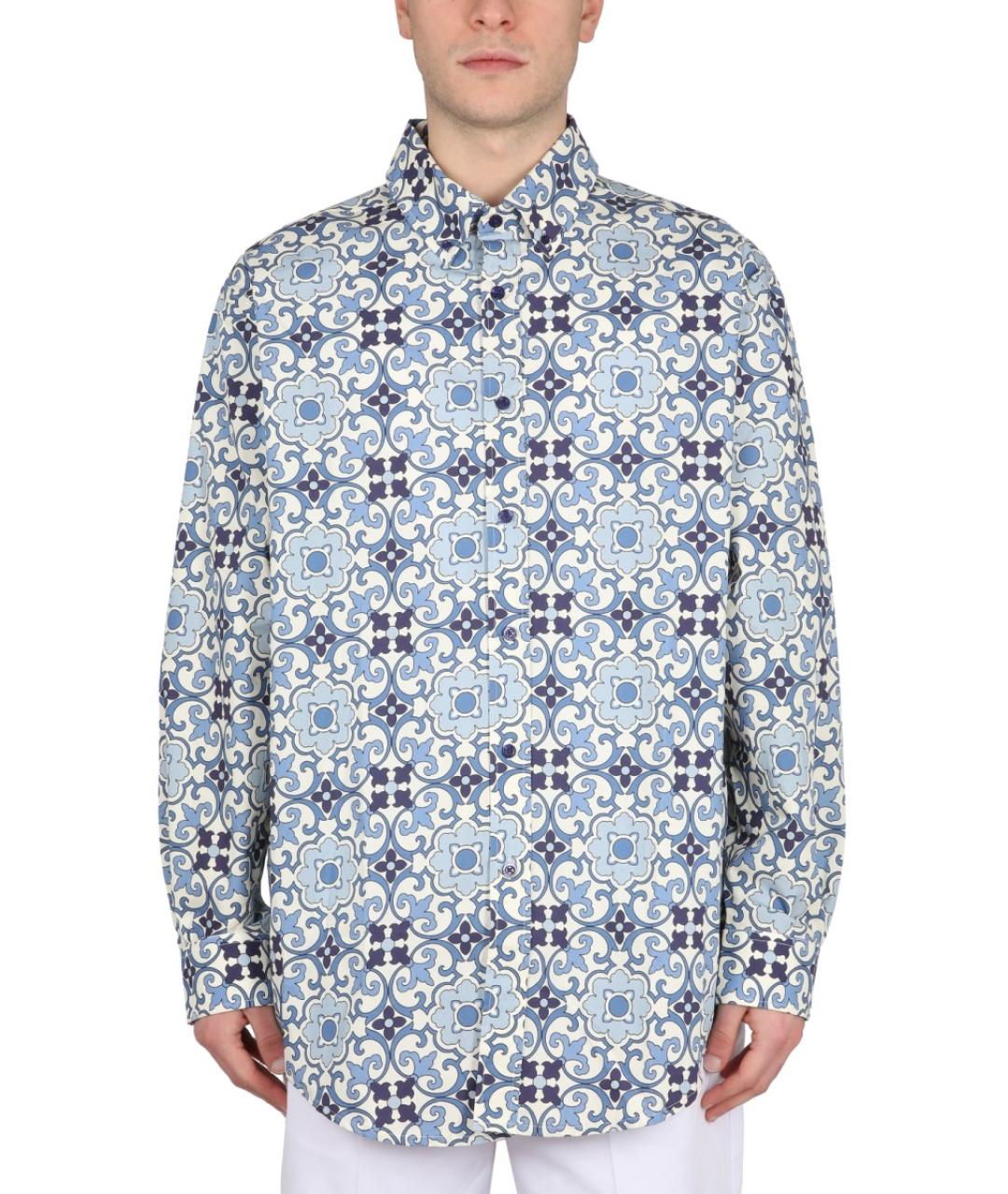 Drole de Monsieur Синяя хлопковая кэжуал рубашка, фото 5