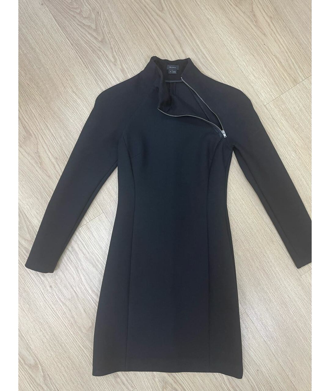 THEORY Черное хлопко-эластановое повседневное платье, фото 2