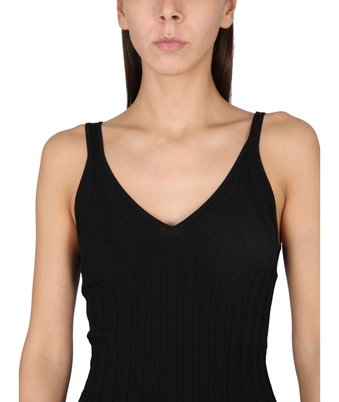 HELMUT LANG Черная вискозная майка, фото 3