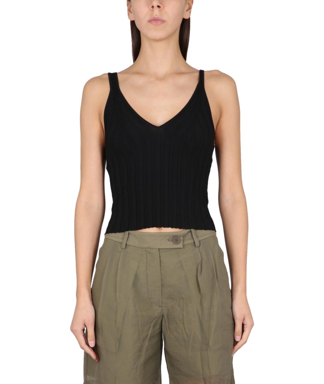 HELMUT LANG Черная вискозная майка, фото 5