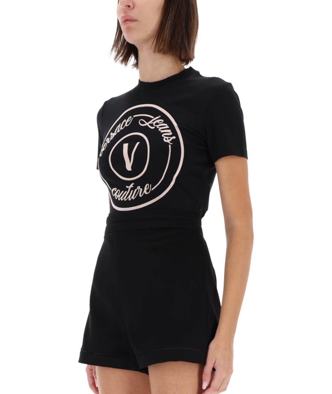 VERSACE JEANS COUTURE Черная хлопковая футболка, фото 4