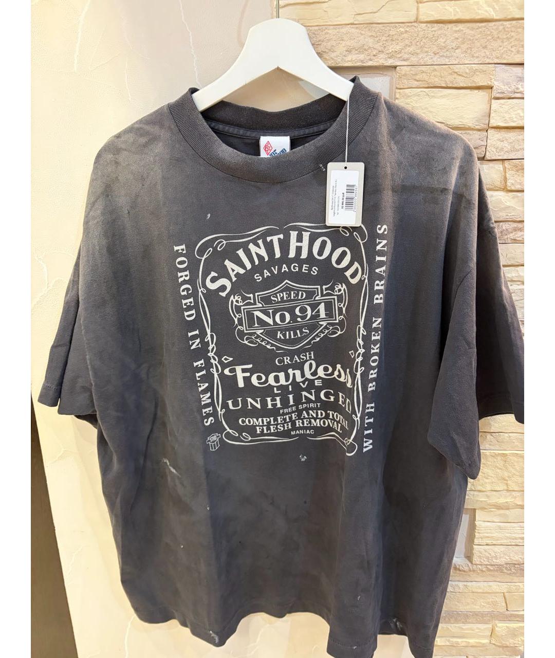 Saint Michael Черная хлопковая футболка, фото 6