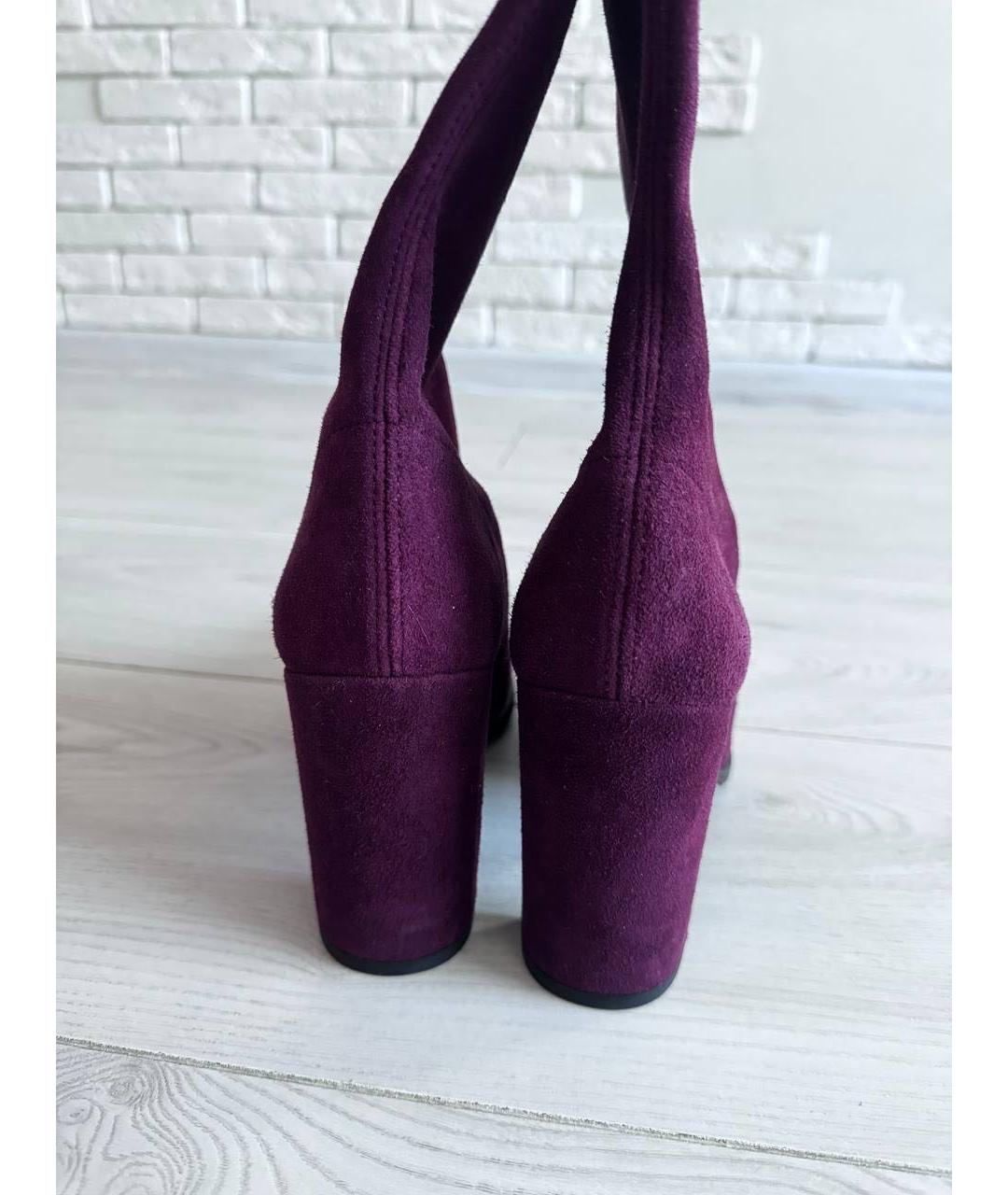 STUART WEITZMAN Бордовые замшевые ботфорты, фото 4