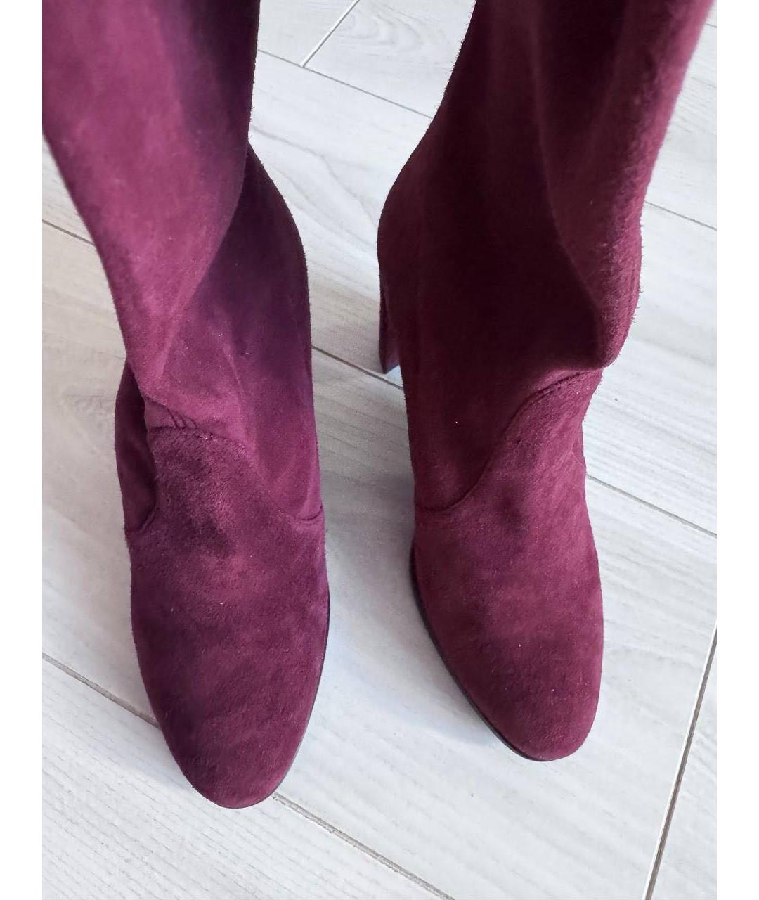 STUART WEITZMAN Бордовые замшевые ботфорты, фото 3