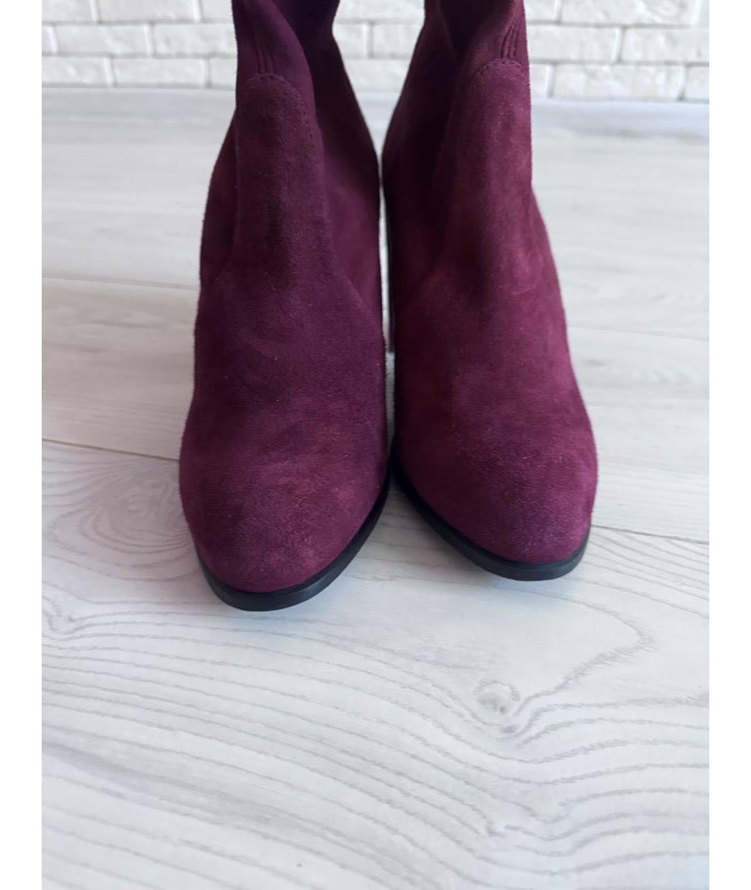 STUART WEITZMAN Бордовые замшевые ботфорты, фото 2