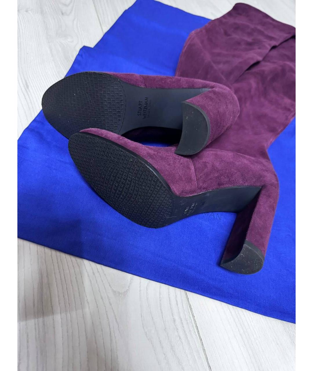 STUART WEITZMAN Бордовые замшевые ботфорты, фото 7