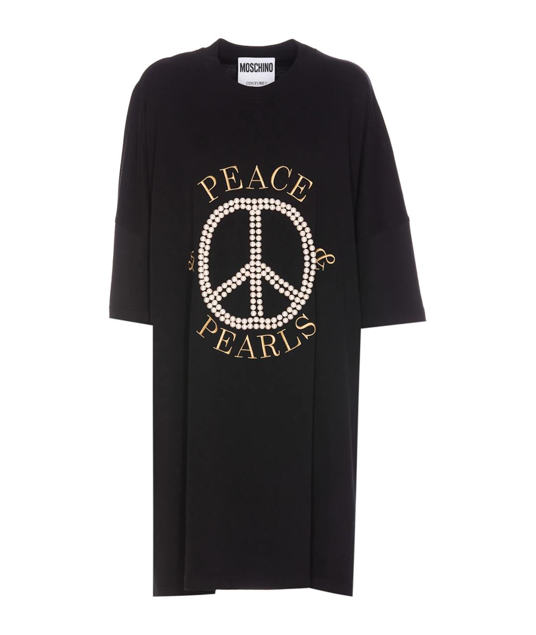 MOSCHINO Черное хлопковое повседневное платье, фото 1