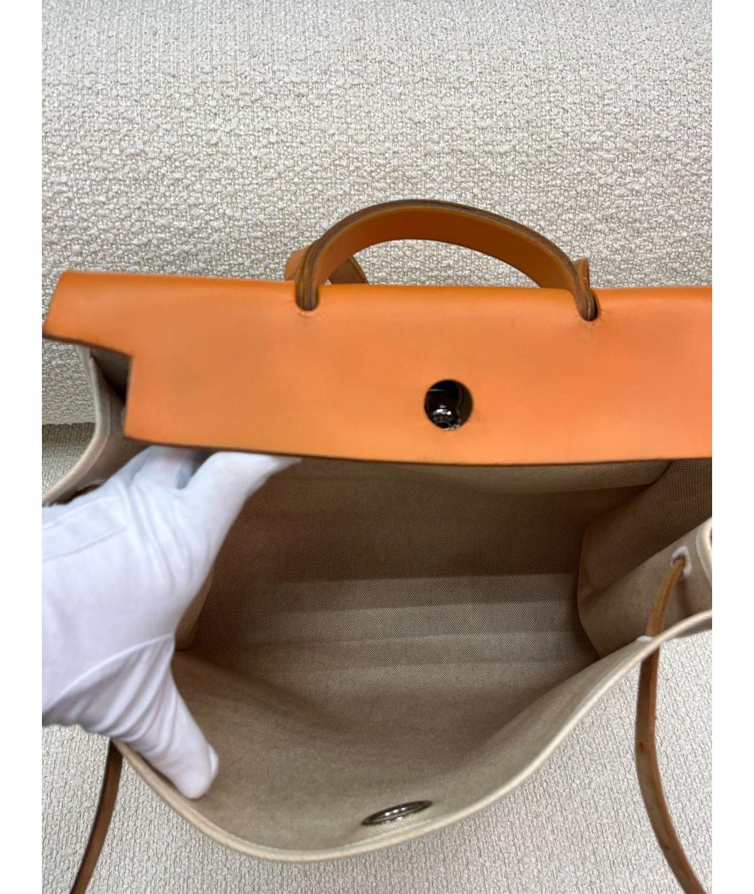 HERMES Бежевая тканевая сумка через плечо, фото 4