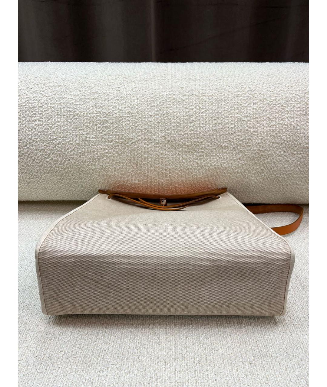 HERMES Бежевая тканевая сумка через плечо, фото 8