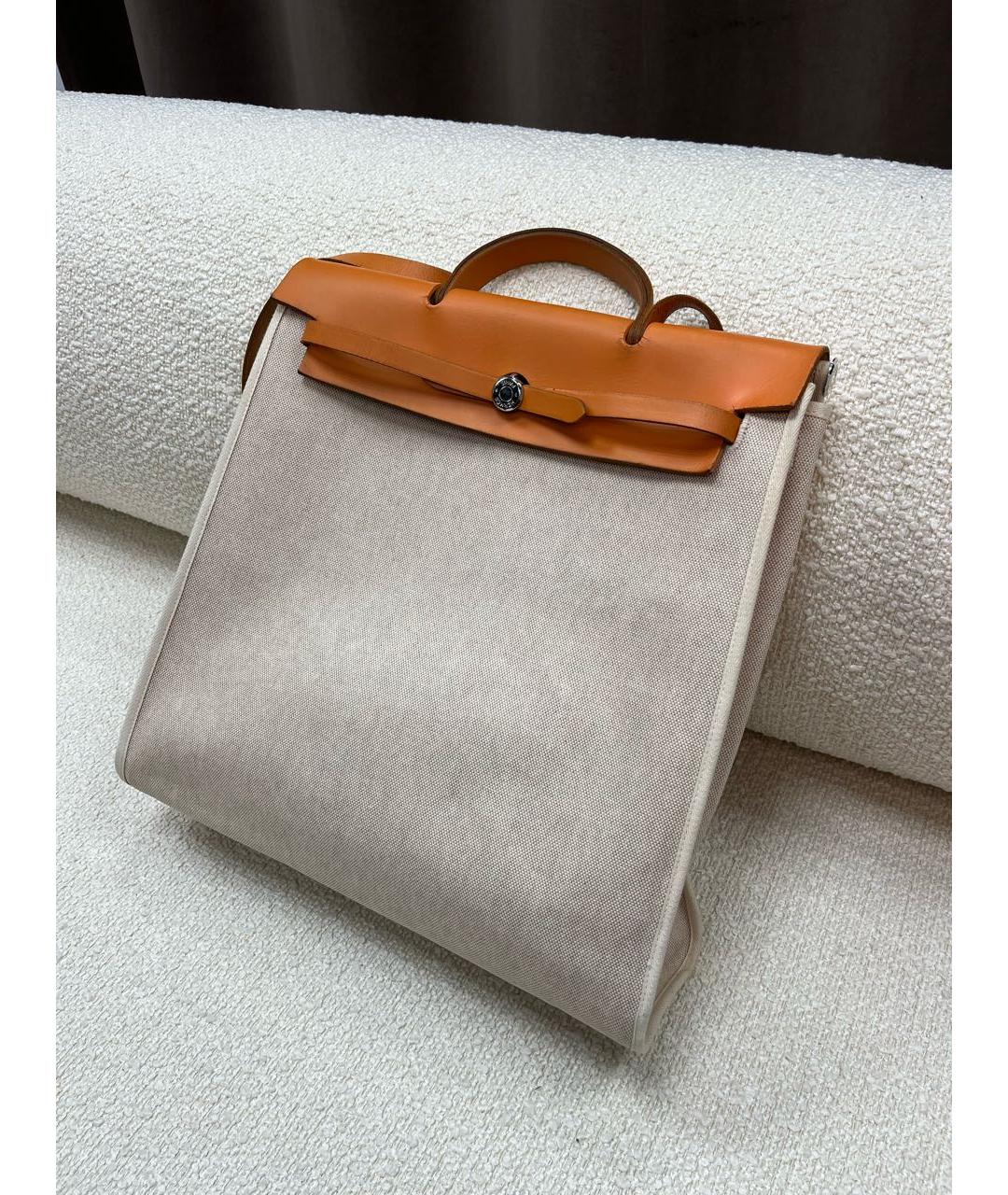 HERMES Бежевая тканевая сумка через плечо, фото 2