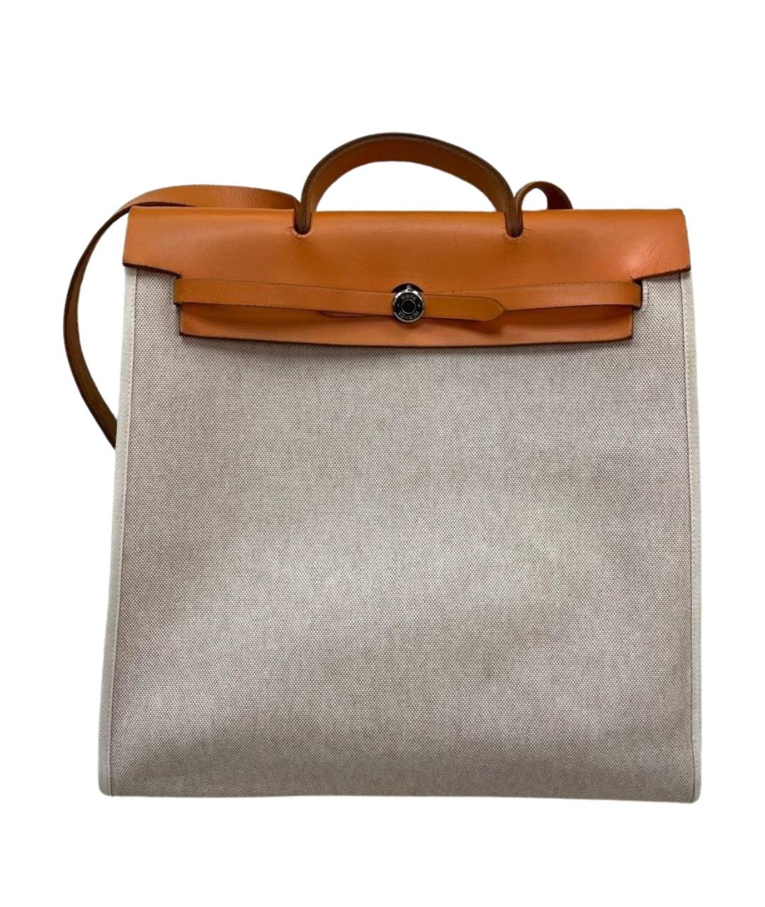 HERMES Бежевая тканевая сумка через плечо, фото 1