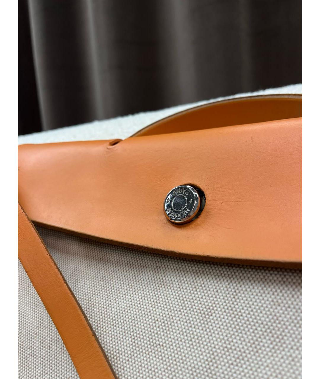 HERMES Бежевая тканевая сумка через плечо, фото 6