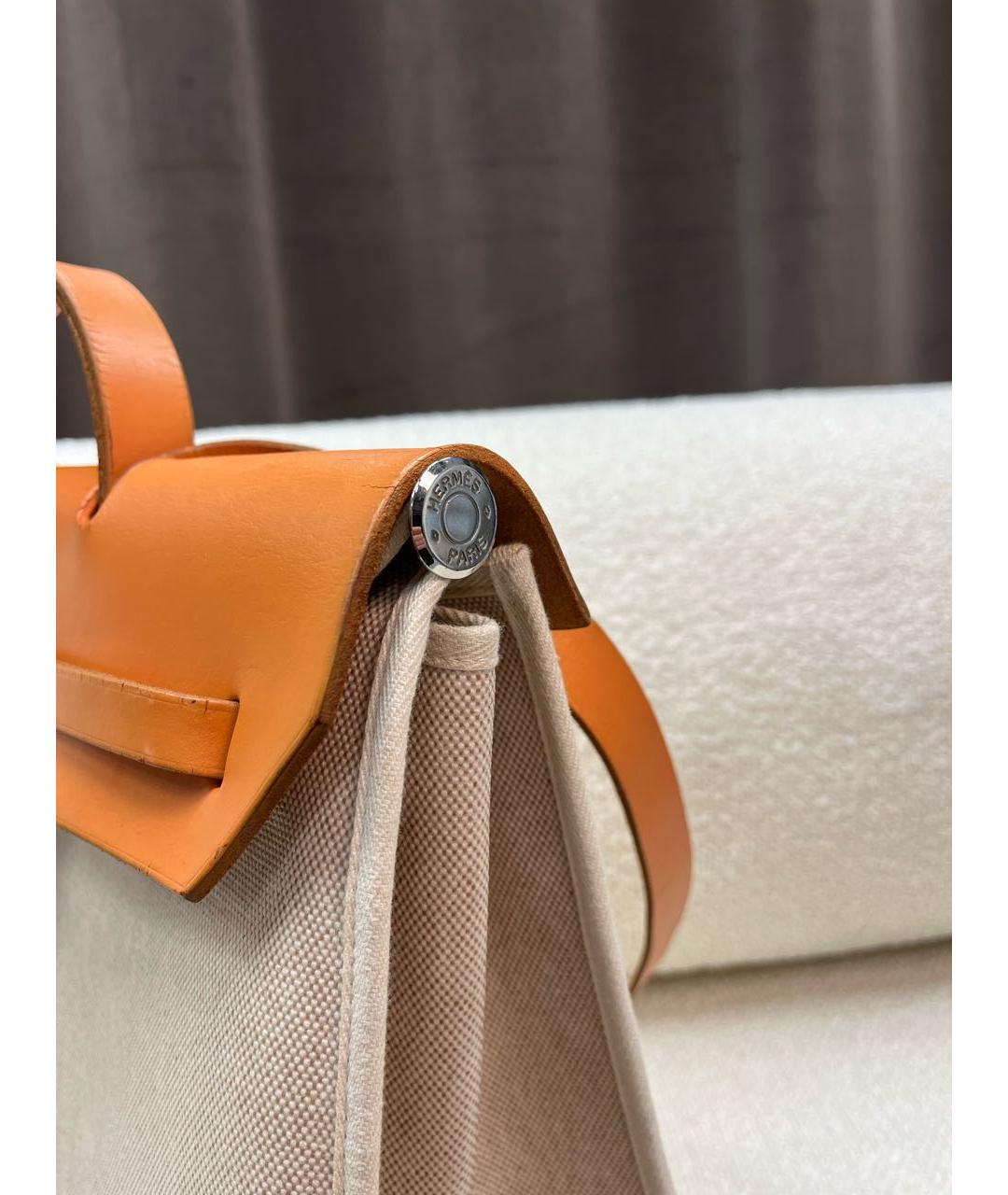 HERMES Бежевая тканевая сумка через плечо, фото 7