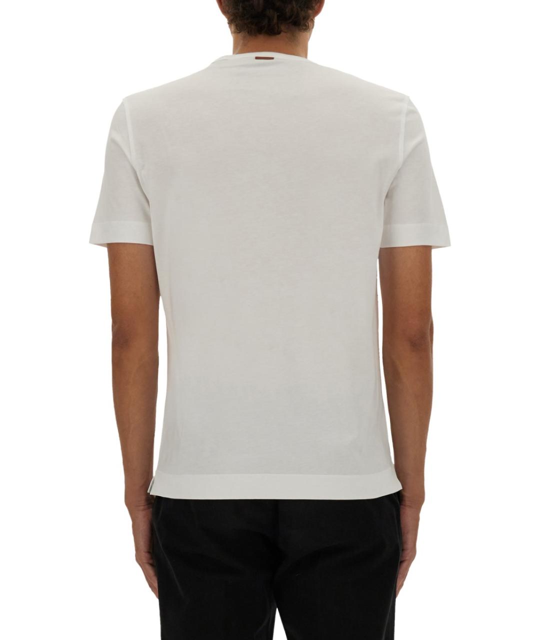 ZEGNA Белая хлопковая футболка, фото 4