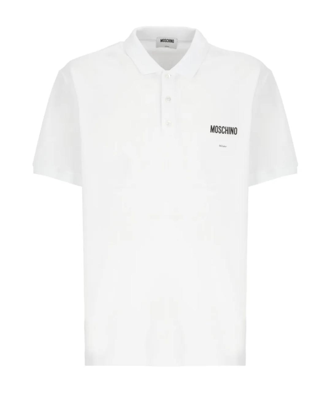 MOSCHINO Белое хлопковое поло с коротким рукавом, фото 1