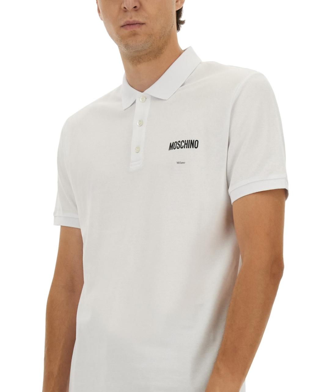 MOSCHINO Белое хлопковое поло с коротким рукавом, фото 4